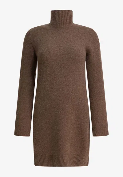 Max Mara Edison Turtleneck Mini Dress In Brown