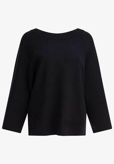Max Mara Wool And Viscose Pullover With Raglan Sleeves In Blue