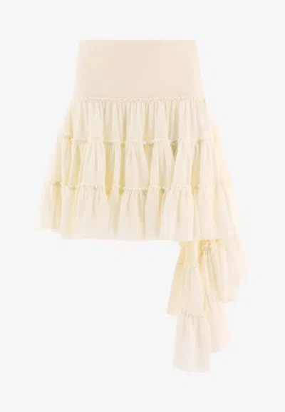 Loewe Asymmetric Midi Ruffled Skirt In White