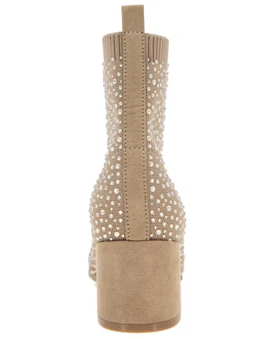 Kenneth Cole Reaction Women's Rida Stretch Jewel Dress Booties In Brown