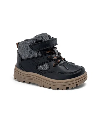 Carter's 4-12 Ilker Hook And Loop Closure Lace-up Boots In Black