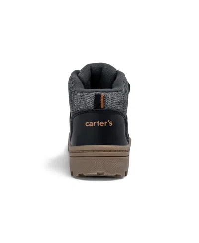 Carter's 4-12 Ilker Hook And Loop Closure Lace-up Boots In Black