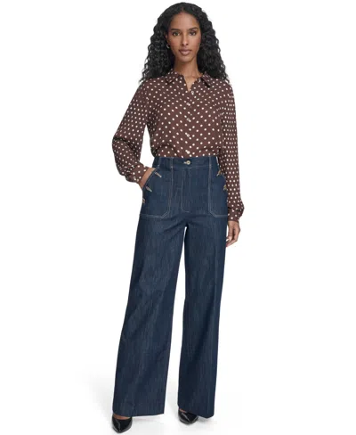 Tommy Hilfiger Women's High Rise Denim Sailor Pants In Blue