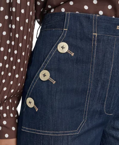 Tommy Hilfiger Women's High Rise Denim Sailor Pants In Blue