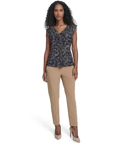 Tommy Hilfiger Women's Sleeveless Mixed Media Rope Print Top In Blue