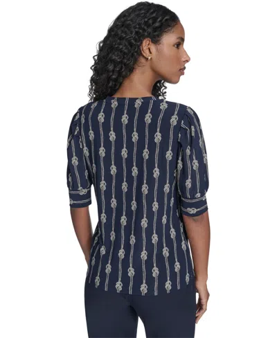 Tommy Hilfiger Women's Rope Knot Short Sleeve Crewneck Top In Multi