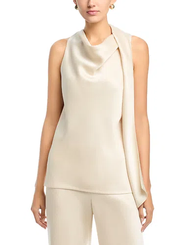 Vince Fluid Satin Scarf Top In White