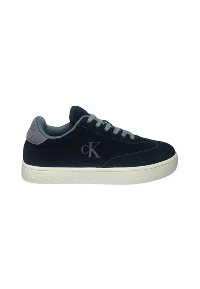 Calvin-klein-jeans Men's Shoes Calvin Klein Jeans Low Sneakers, Side Logo, Grey Laces In Black