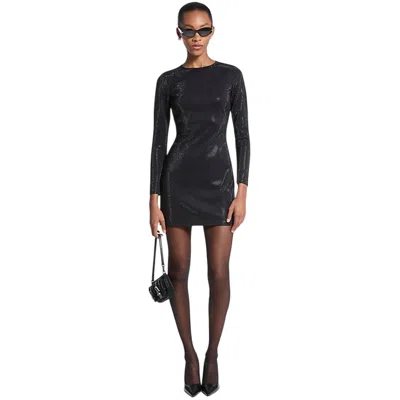 Michael Kors Embellished Scuba Mini Dress In Black