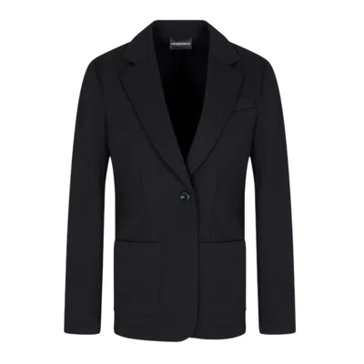 Emporio Armani Chevron Single-breasted Blazer In Black