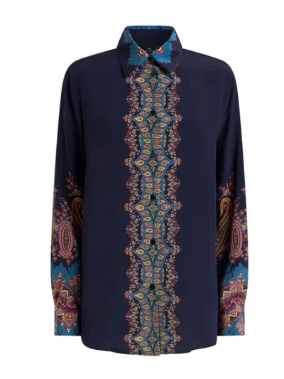 Etro Silk Shirt Paisley Print In Multi