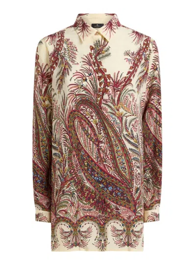 Etro Paisley Print Silk Shirt With Collared Neck In Multi