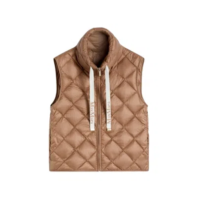 Max Mara Water-repellent Nylon Canvas Gilet In Brown