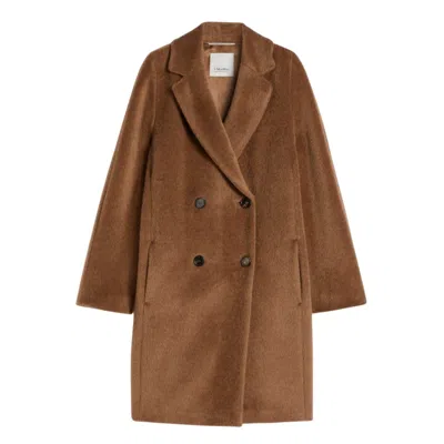 Max Mara Wool And Alpaca Midi Coat In Brown
