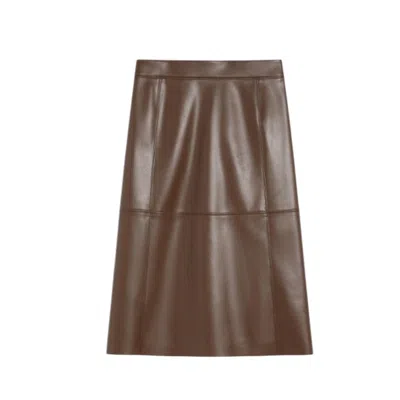 Max Mara Coated Fabric Skirt In Brown
