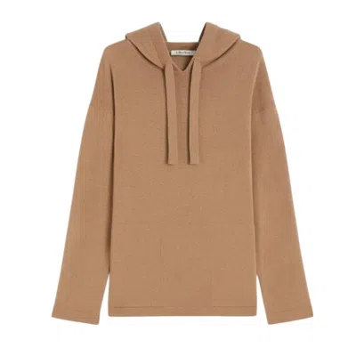 Max Mara Wool Hoodie In Brown