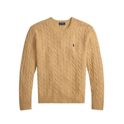 Polo Ralph Lauren Iconica Maglia A Trecce Lana E Cashmere. Regular-fit. Girocollo. Sweater In Nude