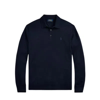 Polo Ralph Lauren Tailored Wool Pullover With Classic Polo Collar In Blue
