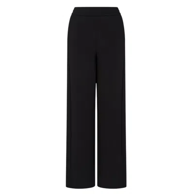 Emporio Armani High-rise Wide-leg Cotton-blend Trousers In Black