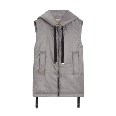 Max Mara Padded Water-repellent Hooded Gilet In Gray