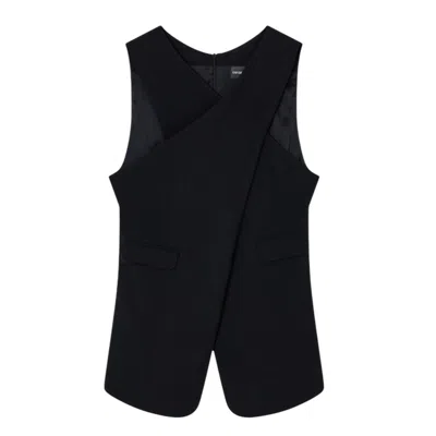 Emporio Armani Draped Sleeveless Top With Asymmetric Panel In Black