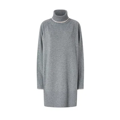 Pinko Short Wool And Cashmere Dress In Gray