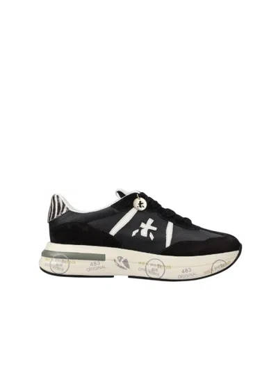 Premiata Contemporary Calf Leather Sneakers With Chunky Sole In Black