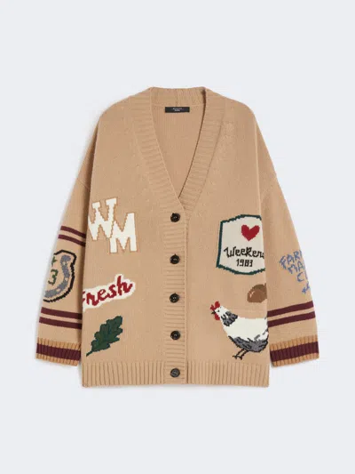 Max Mara Wool Knit Oversized Cardigan In Brown