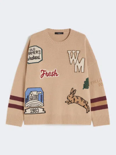 Max Mara Wool Knit Oversized Jumper In Brown