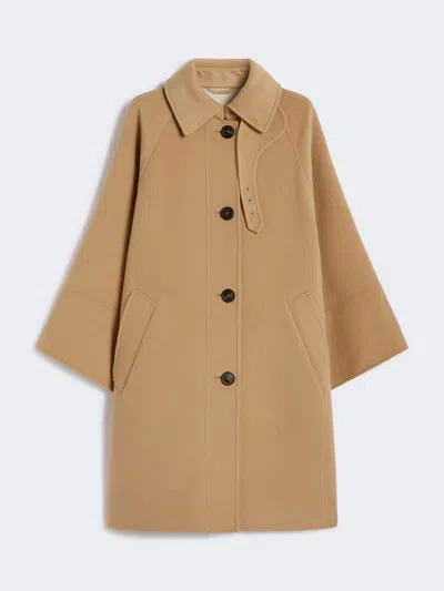 Max Mara Double Wool Drap Coat In Brown