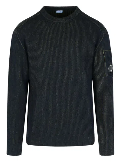 C.p. Company Green Wool Blend Sweater In Black