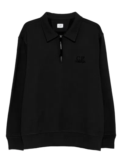 C.p. Company Polo-neck Half-zip Sweatshirt In Black