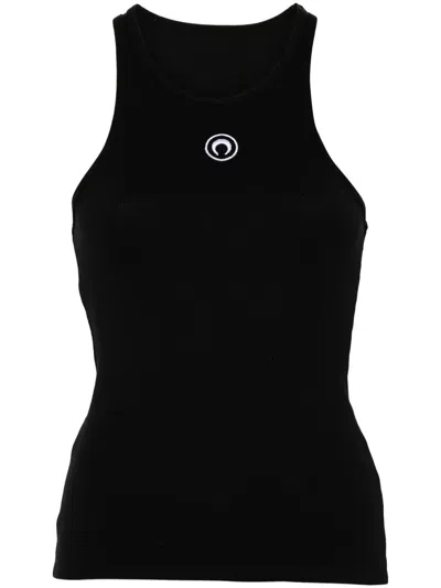 Marine Serre Moon Cotton Tank Top In Black