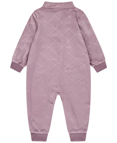Nike Baby Girls Velour Monogram Coverall In Pink