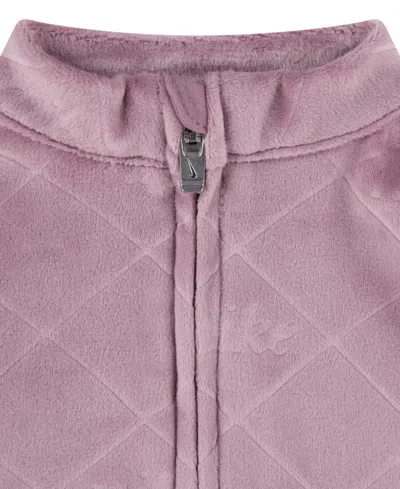 Nike Baby Girls Velour Monogram Coverall In Pink