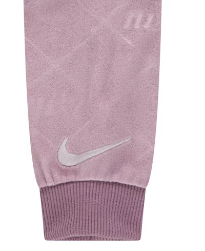 Nike Baby Girls Velour Monogram Coverall In Pink