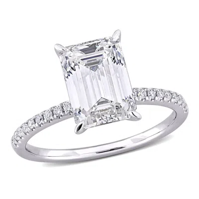 Created Forever 3 1/10ct Tdw Emerald-cut Lab-created Diamond Engagement Ring In 14k White Gold In Silver
