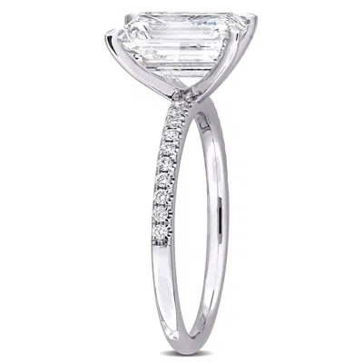 Created Forever 3 1/10ct Tdw Emerald-cut Lab-created Diamond Engagement Ring In 14k White Gold In Silver