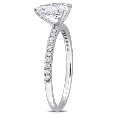 Created Forever 1 1/6ct Tdw Pear Shape Lab-created Diamond And Tsavorite Accent Engagement Ring In 1 In Silver