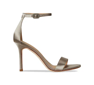 Ralph Lauren Allie Sandals Women's Gold Ankle Strap Sleek Heel Zpo3911 In Brown