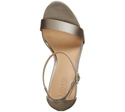 Ralph Lauren Allie Sandals Women's Gold Ankle Strap Sleek Heel Zpo3911 In Brown