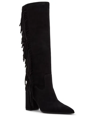 Madden Girl Women's Shakke Knee-high Fringe Dress Boots In Black