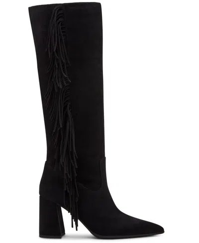 Madden Girl Women's Shakke Knee-high Fringe Dress Boots In Black