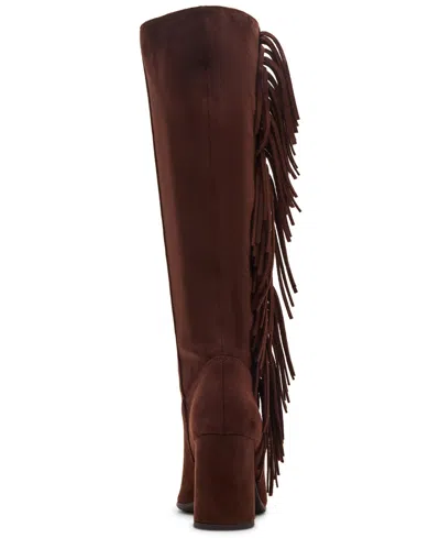 Madden Girl Women's Shakke Knee-high Fringe Dress Boots In Brown