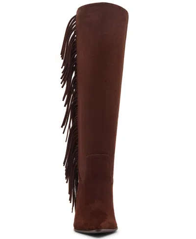 Madden Girl Women's Shakke Knee-high Fringe Dress Boots In Brown
