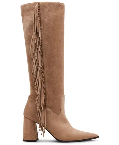 Madden Girl Women's Shakke Knee-high Fringe Dress Boots In Brown