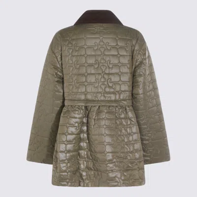 Ganni Women Shiny Quilt Midi Jacket In Brown