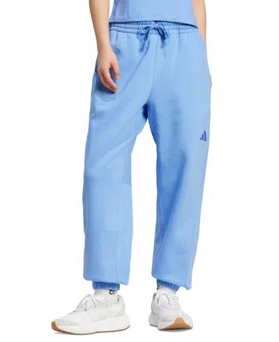Adidas Originals Women's All Szn Fleece Elastic Waistband Pants In Blue