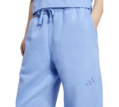 Adidas Originals Women's All Szn Fleece Elastic Waistband Pants In Blue
