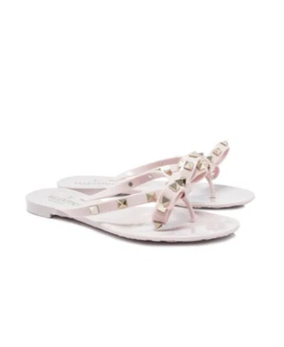 Valentino Rockstud Flip Flops In Pink